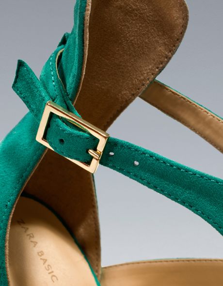 Zara Strappy High Heel Sandals in Green | Lyst