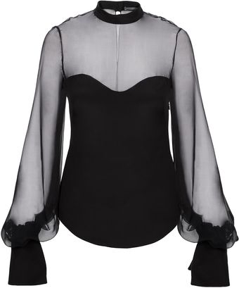 Alexander McQueen Longsleeved Sheer Blouse - Lyst