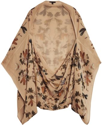 Alexander McQueen Floral and Dragonfly Print Chiffon Cape - Lyst