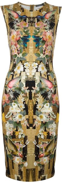 Alexander McQueen Hummingbird Pencil Dress - Lyst