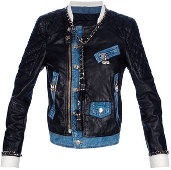 DSquared2 Contrast Leather Jacket - Lyst