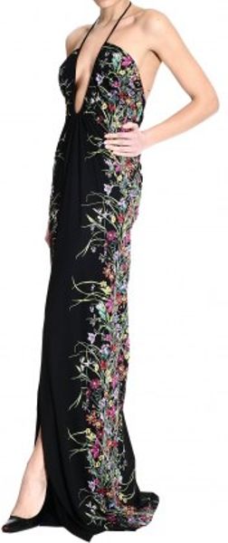 Gucci Flora Print Halter Neck Long Dress In Black Lyst 2757