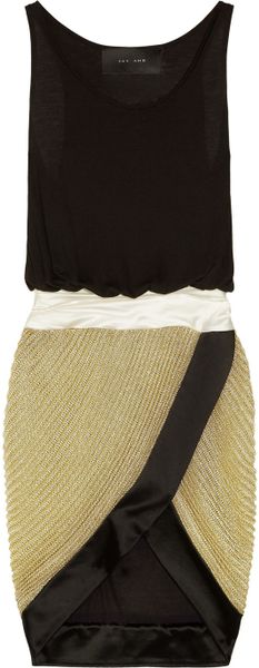 Jay Ahr Satin-Trimmed Jersey and Knitted Dress - Lyst