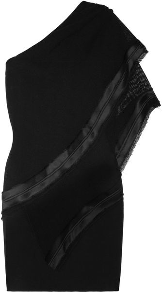 Jay Ahr Tiered Mesh Satin and Jersey Dress - Lyst