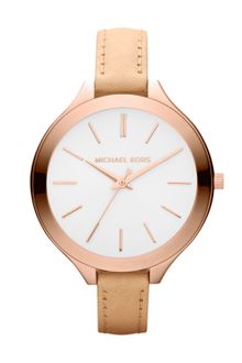 Michael by Michael Kors Midsize Nude Leather Runway Watch - Lyst