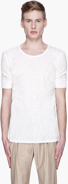 Balmain White Ribbed Knit Semisheer T-shirt - Lyst