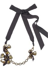 Lanvin Gold-Plated Crystal Flower Necklace