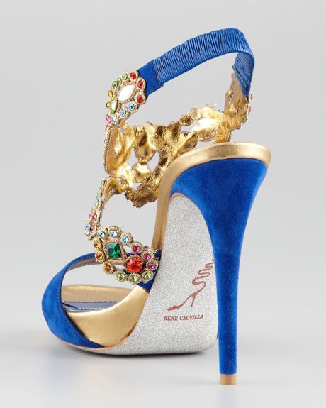 rene caovilla blue heels