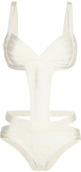 Hervé Léger Cut-out Bandage Swimsuit - Lyst