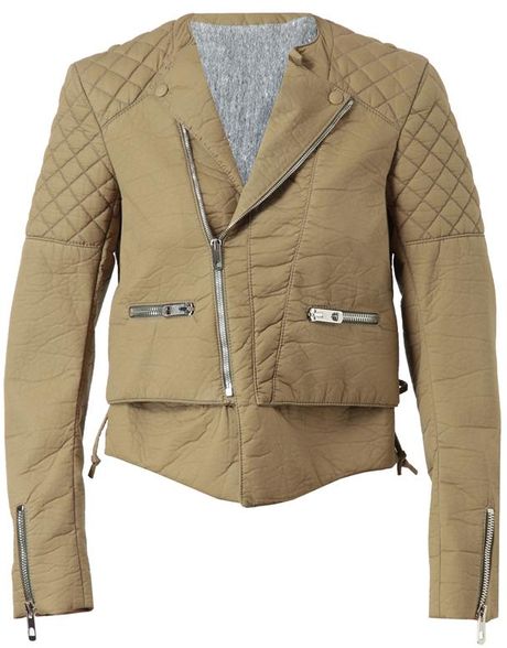 Balenciaga Quilted Motorcycle Jacket in Khaki - Lyst