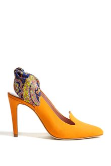 Carven Printed Bow Back Leather Slingback Heels - Lyst