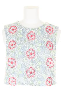 Erdem Pvc Short Top with Embroidered Flowers - Lyst