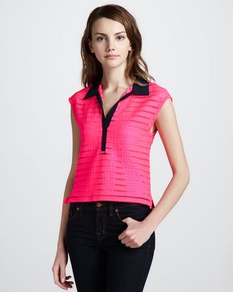 Nanette Lepore Auction Sheer-Stripe Top - Lyst