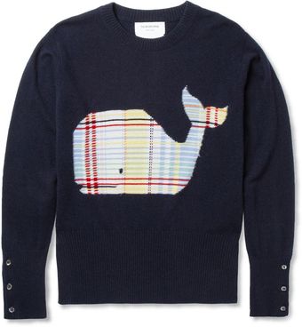 Thom Browne Slim Fit Whale Intarsia Cashmere Sweater - Lyst