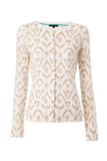 Tommy Hilfiger Delila Printed Crew Neck Long Sleeve Cardigan - Lyst