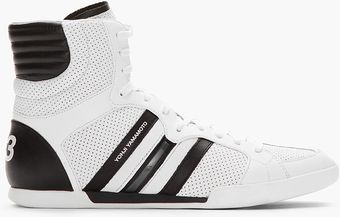 Y-3 White Black Perforated Leather High Top Sala Sneakers - Lyst
