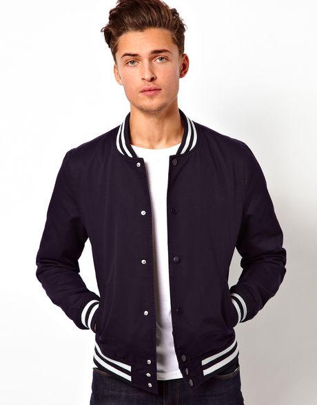 Asos Varsity Jacket in Blue for Men (navy) | Lyst