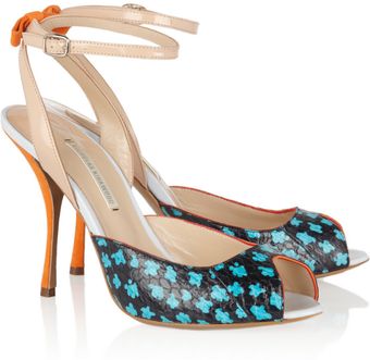 Nicholas Kirkwood Printed Elaphe Peeptoe Sandals - Lyst