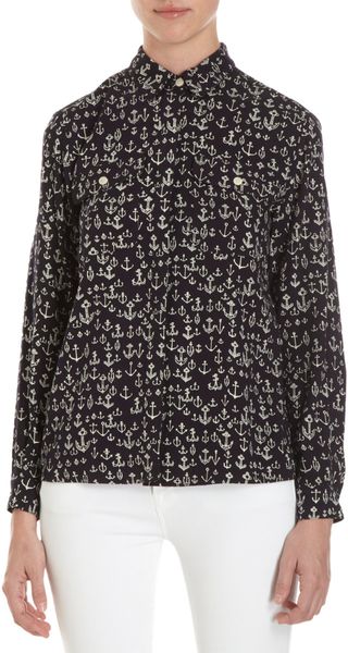 Sea Anchor Print Blouse - Lyst