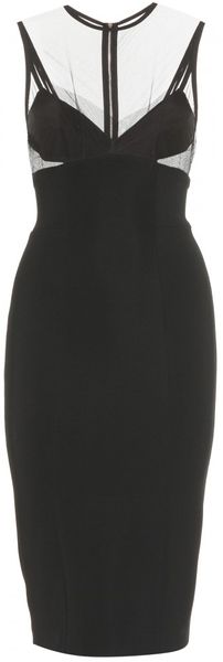 Victoria Beckham Dress with Mesh Overlay and Cutout Detail - Lyst