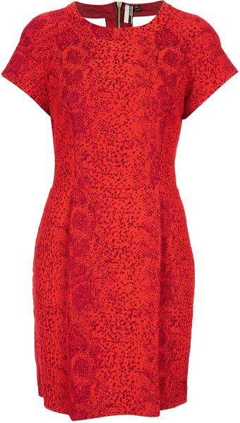 Topshop Red Snake Shift Dress - Lyst