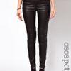 Asos Premium Coated Skinny Biker Jean with Ruched Panel Detail in Black - Lyst