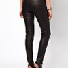 Asos Premium Coated Skinny Biker Jean with Ruched Panel Detail in Black - Lyst
