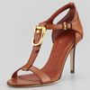 Burberry Bridledetail Leather Tstrap Sandal in Brown (tan) - Lyst