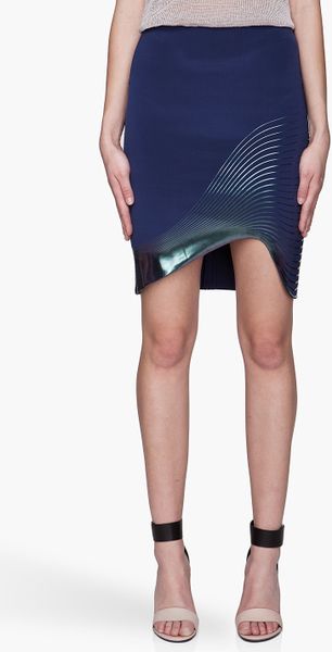 Dion Lee Navy Iridescent Wave Oil Slick Skirt - Lyst