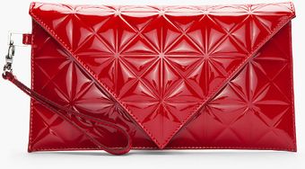 Gareth Pugh Red Patent Leather Triangleembossed Envelope Clutch - Lyst