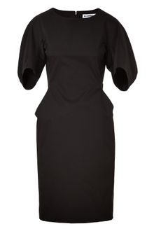 Jil Sander Black Structured Cotton Dress - Lyst