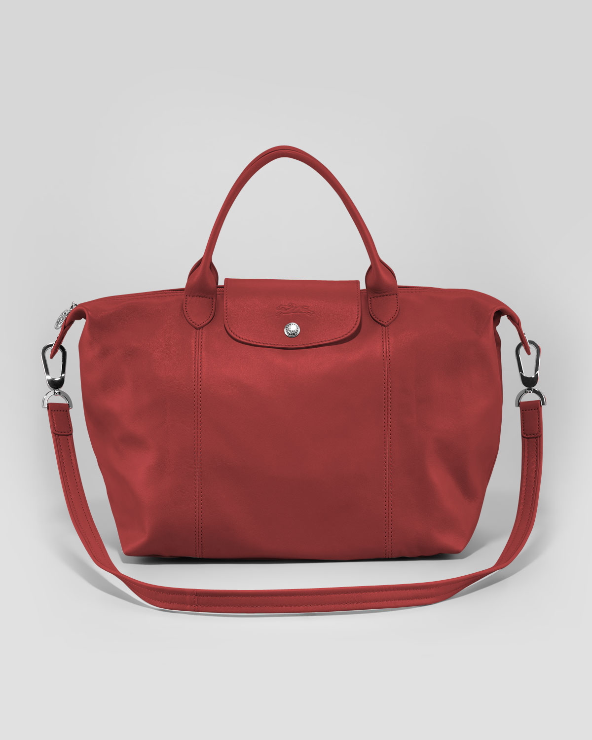 Longchamp Le Pliage Cuir Handbag With Strap in Red | Lyst