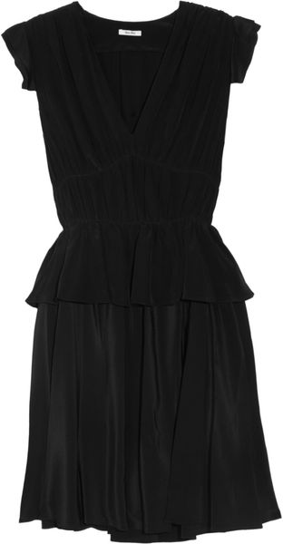 Miu Miu Ruffled Silk Crepe De Chine Mini Dress - Lyst