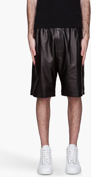 Neil Barrett Buffed Leather Basketball Shorts in Black for Men | Lyst
