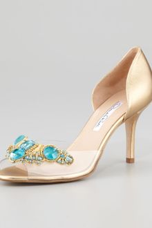 Oscar de la Renta Metallic Leather Clearvamp Pump - Lyst