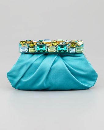 Prada Raso Jeweled Satin Clutch Bag - Lyst