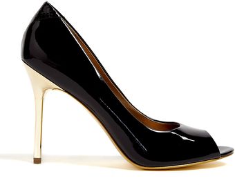 Sam Edelman Black Patent Peep-Toe Stiletto Shoes - Lyst