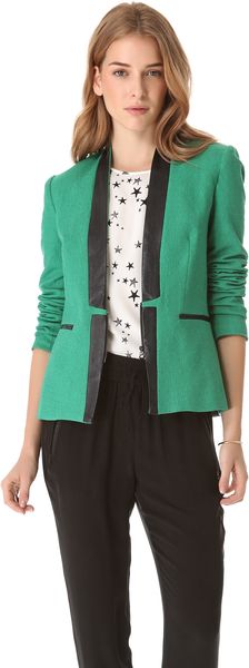 Sea Leather Insert Blazer - Lyst