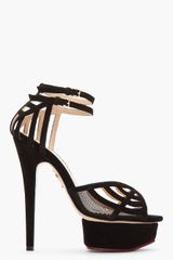 Charlotte Olympia Black Suede Spiderweb Octavia Sandals