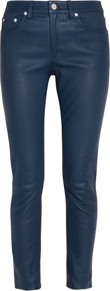 navy blue leather pants