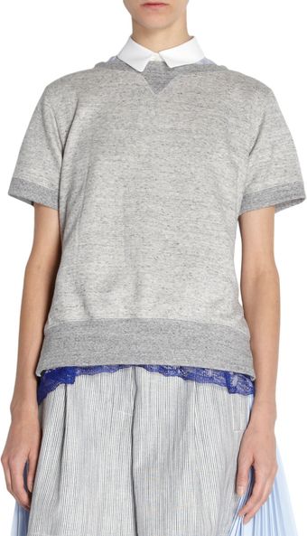 Sacai Peplum Back Short Sleeve Sweatshirt - Lyst