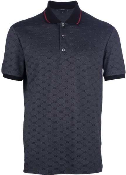 Gucci Printed Polo Shirt in Black for Men | Lyst