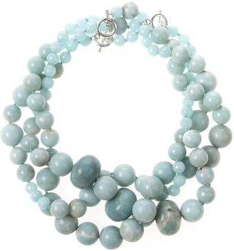 Oscar de la Renta Three Strand Beaded Necklace - Lyst