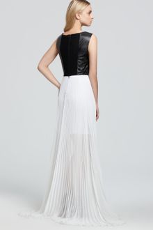Black Leather Dress on Alice   Olivia Leather Bodice Dress In White  Black  White    Lyst