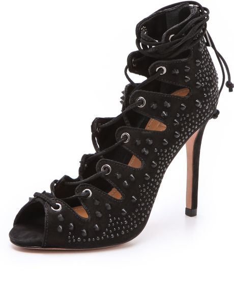 Schutz Arieli Lace Up Booties in Black | Lyst