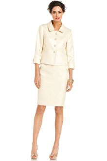 Tahari Three quarter sleeve Textured Jacket Skirt - Lyst