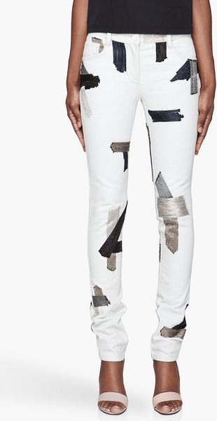 3.1 Phillip Lim Bleached Blue Chain Patchwork Jeans - Lyst