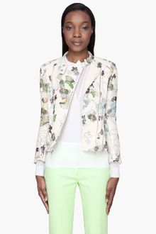 3.1 Phillip Lim Cream Silk Trapunto Ribbed Biker Jacket - Lyst