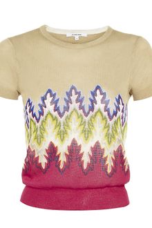 Carven Jacquard Short Sleeve Sweater - Lyst