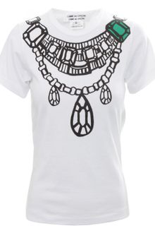 Comme Des Garçons Comme Des Garçons Green Jewel Necklace Print Tshirt White - Lyst